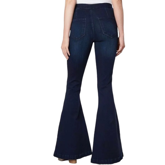 KanCan High Rise Super Flare Darkwash blue Jean - Picture 3 of 11